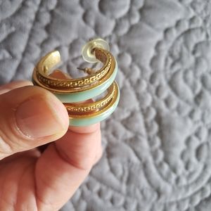 Blue enamel and gold hoops